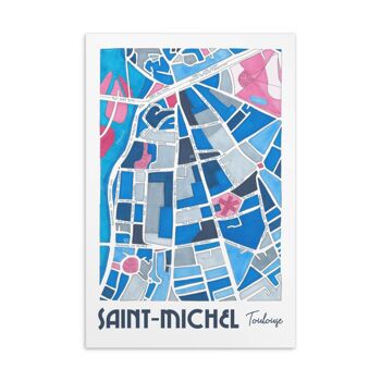 Carte Postale illustré Plan de Ville - TOULOUSE, quartier Saint-Michel 1