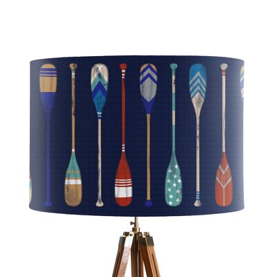 Lampshade pack of 3 mixed sizes - Vintage oars Bright on blue
