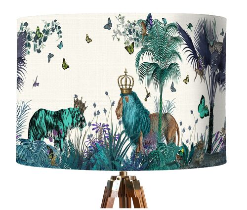 Lampshade pack of 3 mixed sizes- Tropical lions Blue