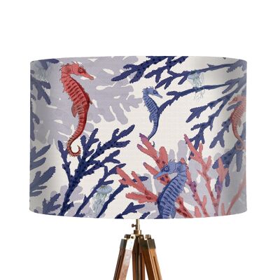Lampshade pack of 3 mixed sizes - Nautical coral & seahorses Pink & Blue