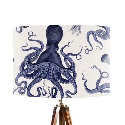 Lampshade pack of 3 mixed sizes - Nautical octopus 3 Blue on White