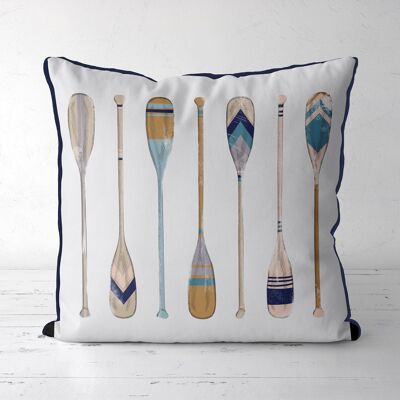 Vintage oars set 1, Blue on White, Throw Pillow, Cushion Cover, 45x45cm