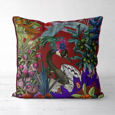 Glorious plumes 2 Red, Throw Pillow, Cushion Cover, 45x45cm