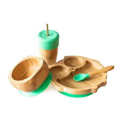 Owl Plate, Straw Cup and Bowl and Spoon Gift Set