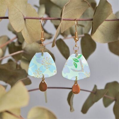 Boucles d'oreilles en papier japonais - Uteki - Menthe