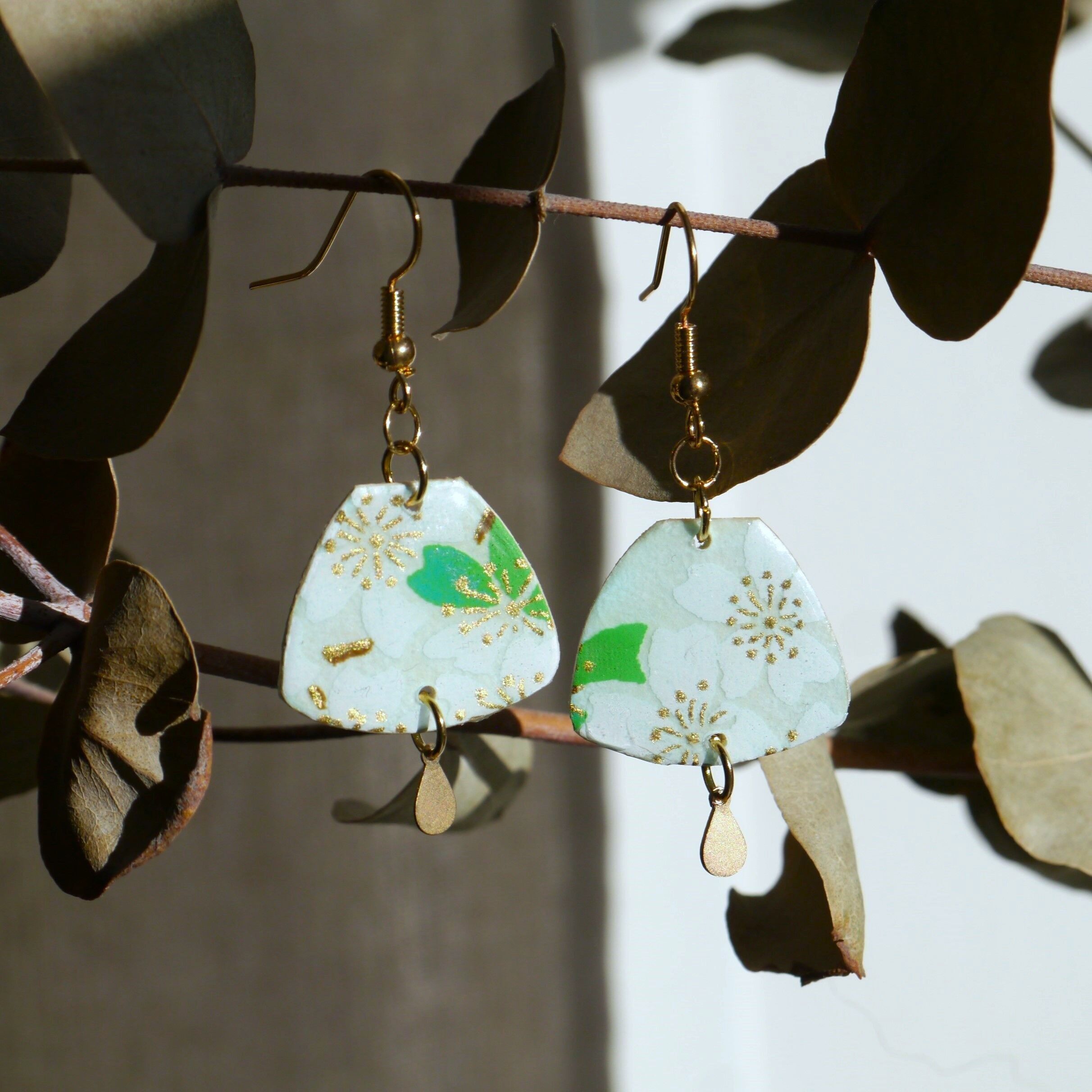 Japanische Papierohrringe - Uteki - Minze