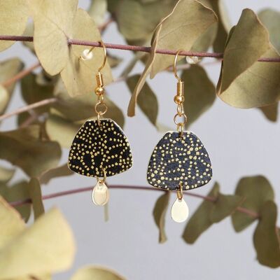 Boucles d'oreilles en papier japonais - Uteki - Noir et or