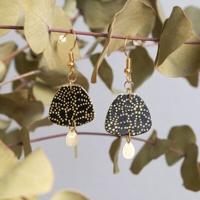 Japanese paper earrings - Uteki - Black and gold