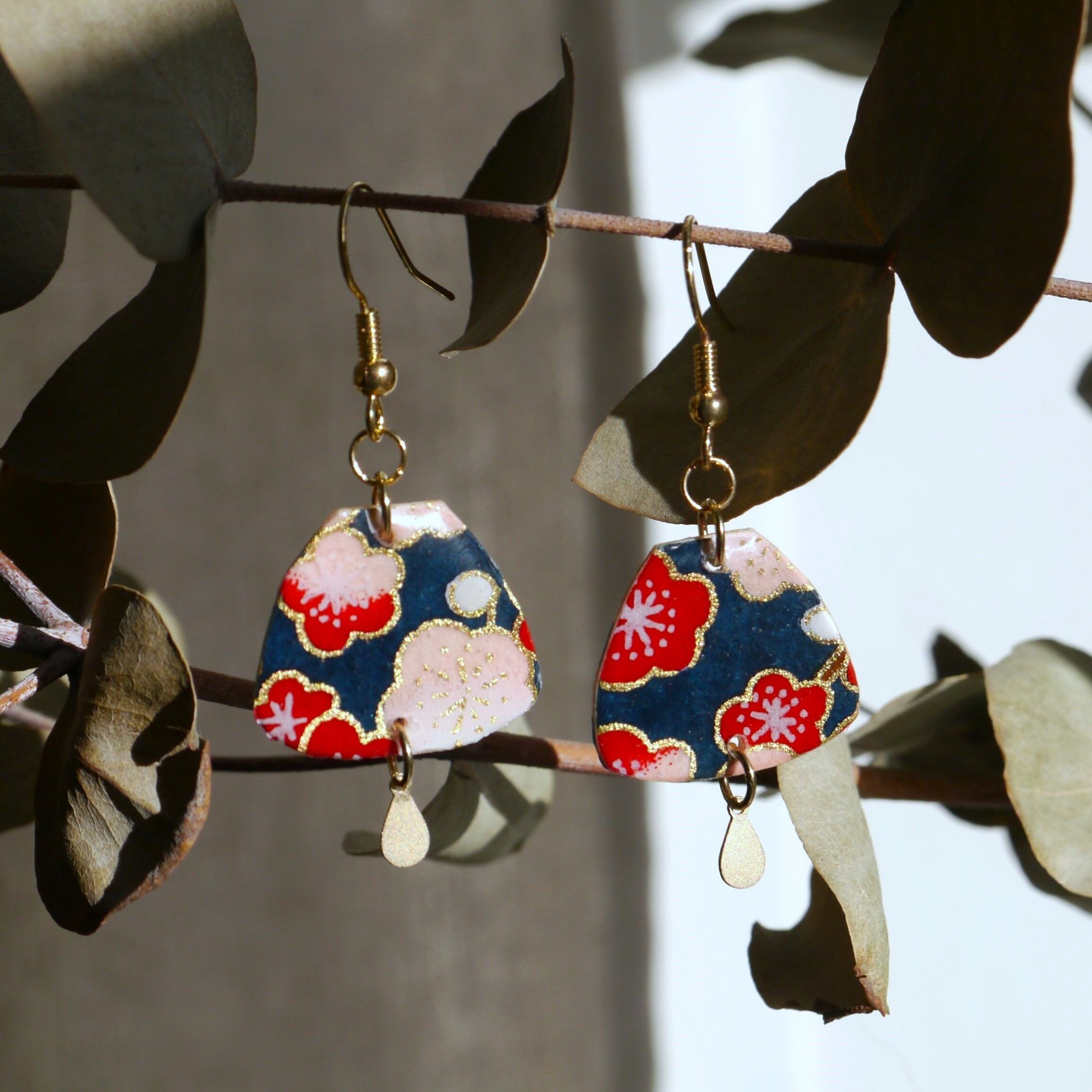 Orecchini di carta giapponese - Uteki - Prugna