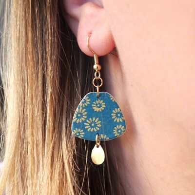 Japanese paper earrings - Uteki - Duck blue