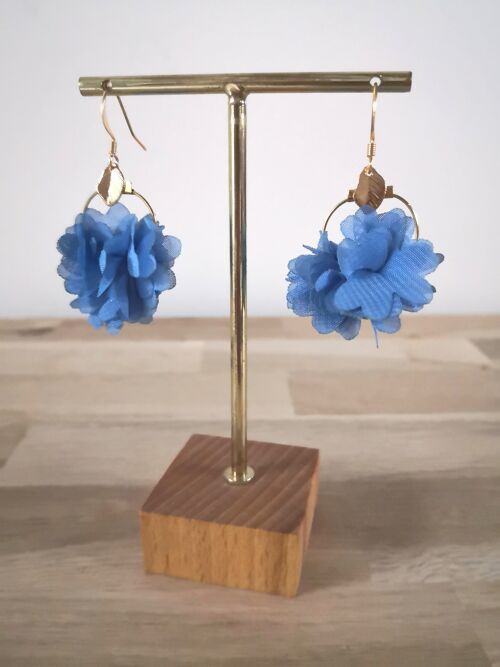 Boucles d'oreilles Mini-Charlotte, fleurs, couleur, bohème, nature, hiver. collection mariage. Bleu pervenche.