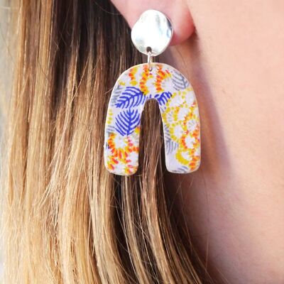 Boucles d'oreilles en papier japonais - Niji - Hortensia