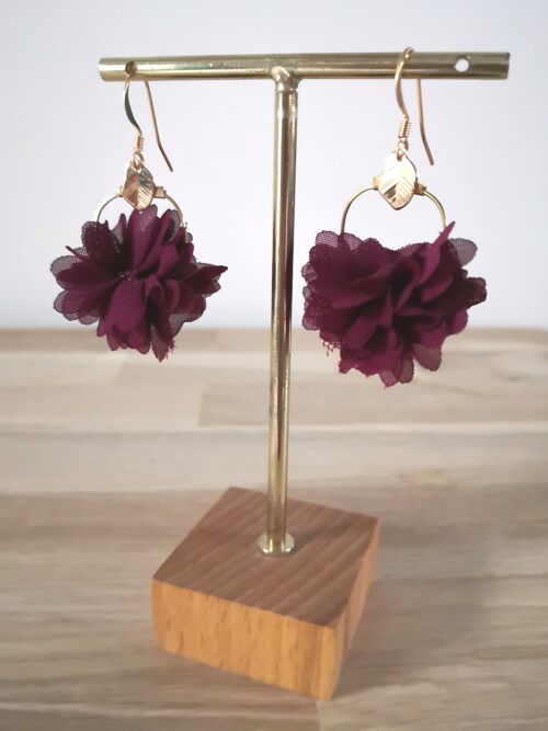 Boucles d'oreilles Mini-Charlotte, fleurs, couleur, bohème, nature, hiver. collection mariage. Prune