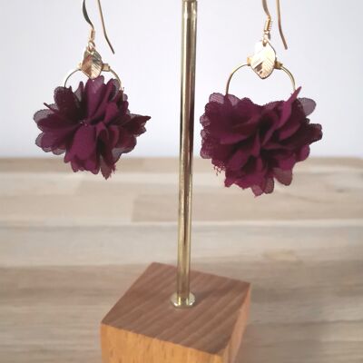 Mini-Charlotte earrings, flowers, color, bohemian, nature, winter. wedding collection. Plum