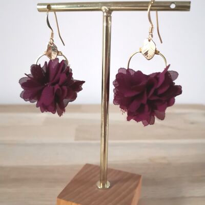Mini-Charlotte earrings, flowers, color, bohemian, nature, winter. wedding collection. Plum