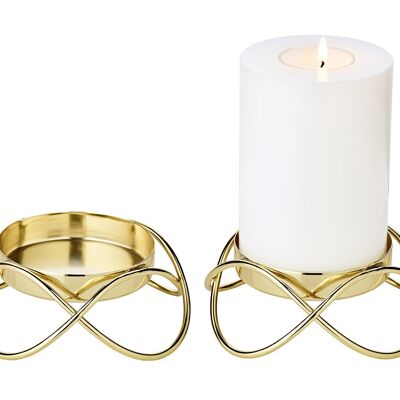 Set of 2 candlesticks Bastia in gold H 5 cm