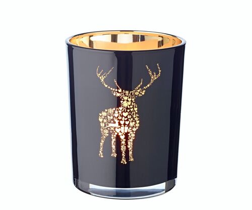 Glas Windlicht Fancy schwarz H 13 cm