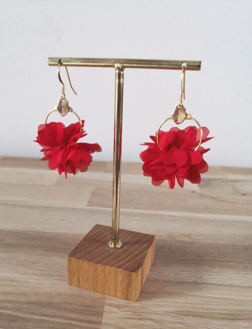 Boucles d'oreilles Mini-Charlotte, fleurs, couleur, bohème, nature, hiver. collection mariage. Rouge.
