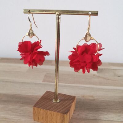 Boucles d'oreilles Mini-Charlotte, fleurs, couleur, bohème, nature, hiver. collection mariage. Rouge.