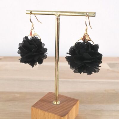 Mini-Charlotte earrings, flowers, color, bohemian, nature, winter. wedding collection. black