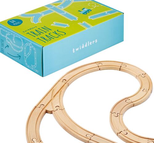 64 Pieces Wooden Railway Train Track Set