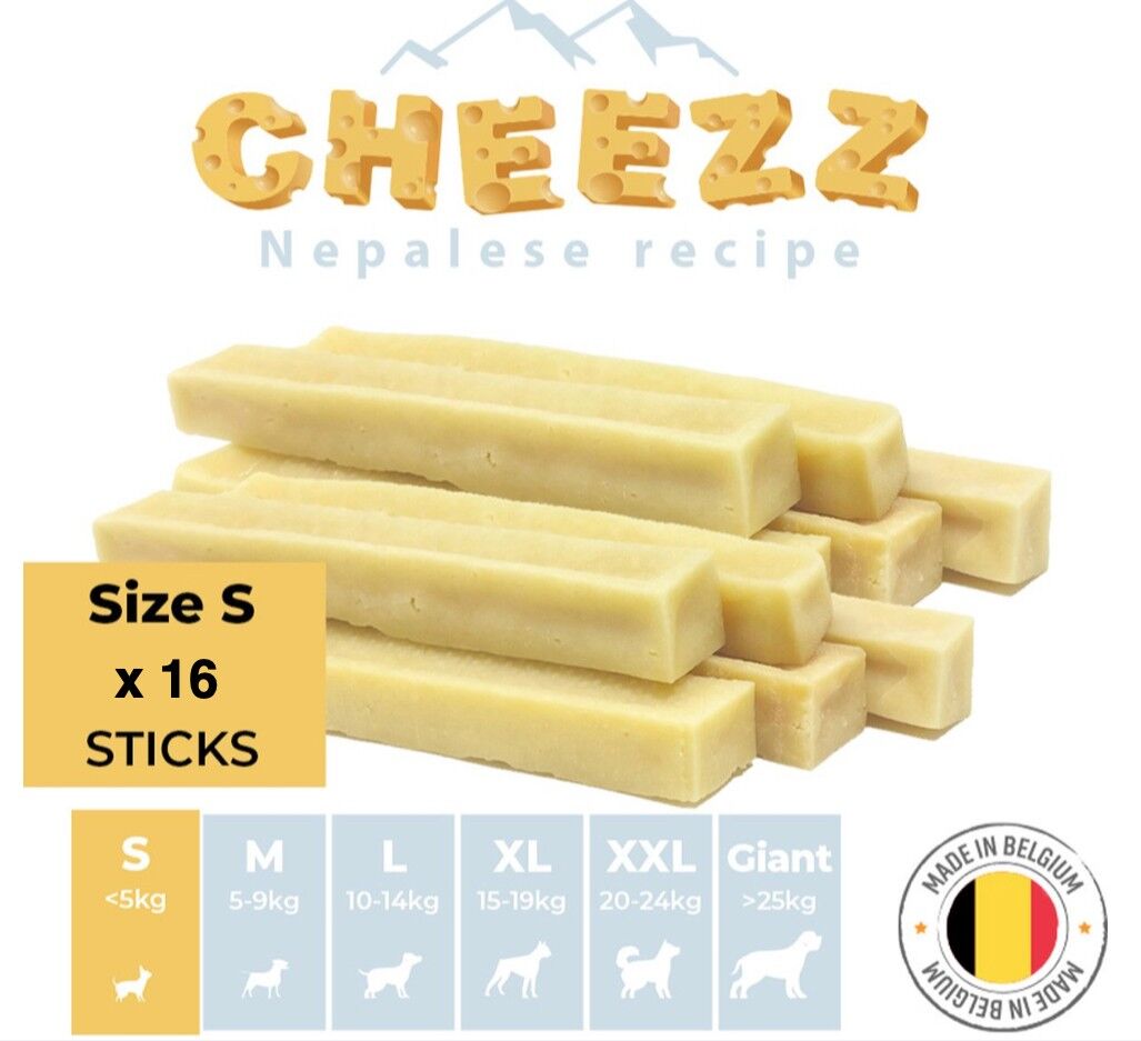 Bâtonnets à mâcher au fromage de yak Cheezz pour petits chiens - Snacks au fromage natural - Soins dentaires, faible teneur en lactose et sans gluten - Lote de 16