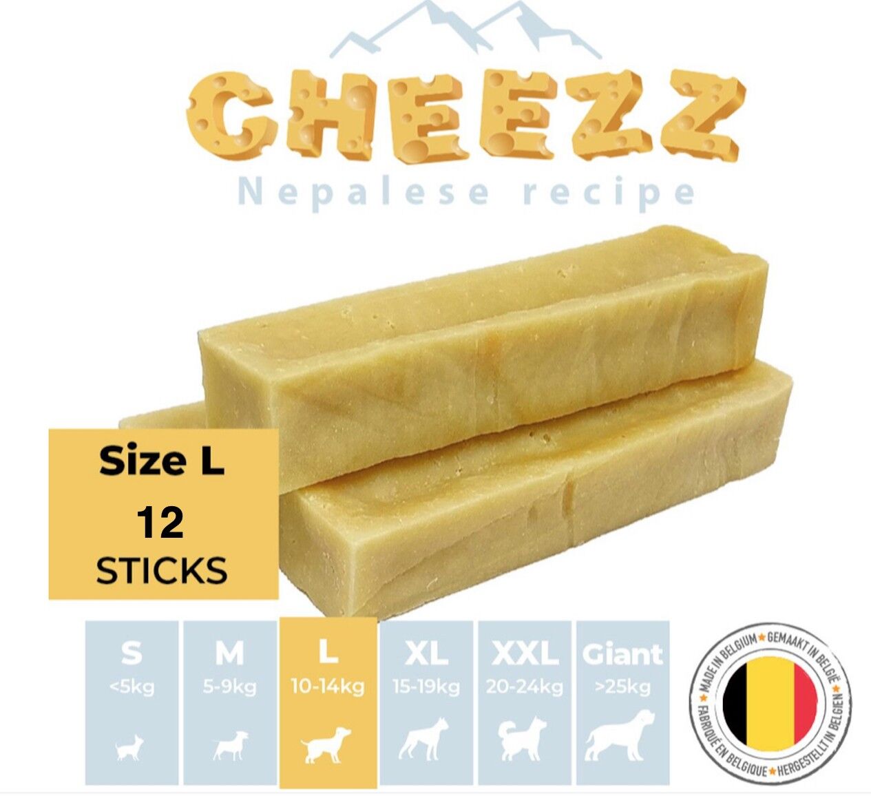 Cheezz Yak-Käse-Snacks für mittelgroße Hunde – Natürliche Snacks – Milchsäure, Laktose und Gluten – 12er-Pack