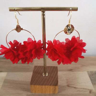 Charlotte earrings, flowers, color, bohemian, nature, winter. wedding collection. Red.