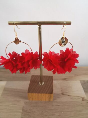 Boucles d'oreilles Charlotte, fleurs, couleur, bohème, nature, hiver. collection mariage. Rouge.