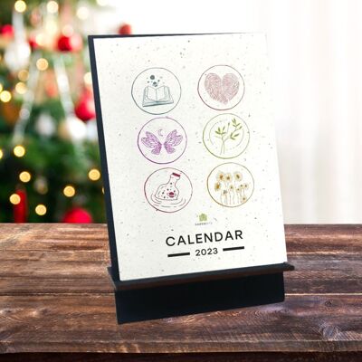 Handgemachte Baum-freie Upcycled-Desktop-Kalender 2023 – Counting Days Design