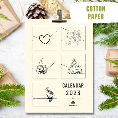 Handmade Tree Free Desktop Upcycled Calendars 2022 with Metal Clip, Black and White