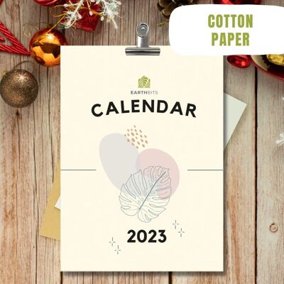 Calendari riciclati per desktop gratuiti fatti a mano 2022 con clip in metallo, design a foglie