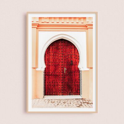 Affiche / Photographie - Porte rouge | Marrakech Maroc 30x40cm