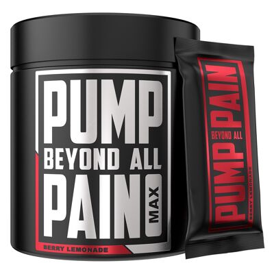 PUMP beyond all PAIN -- MAX || Pre Workout Booster || 10x 30g serving bags per box || Limited barbell can design || Peach iceTea