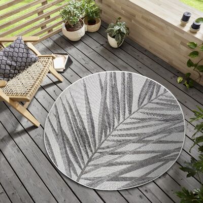 Design Indoor and Outdoor Carpet Palm Taupe Anthracite Gray Cream