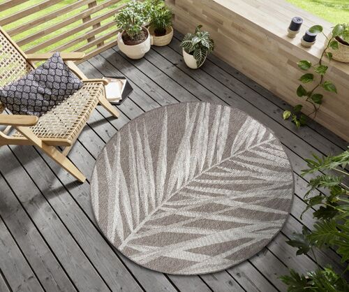Design In- and Outdoor Carpet Palm Taupe Gray Cream
