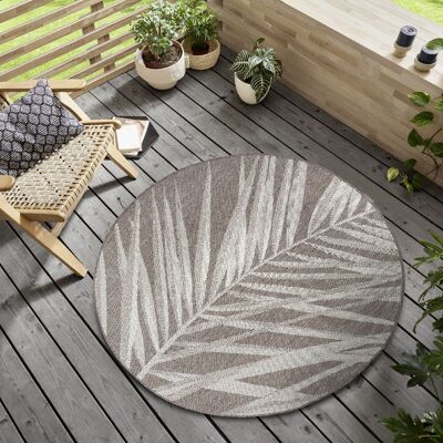 Design In- and Outdoor Carpet Palm Taupe Gray Cream
