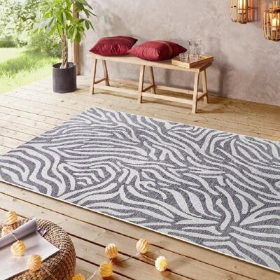 Design In- and Outdoor Carpet Cebra Anthracite Gray Cream