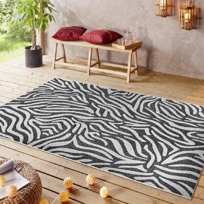 Design In- and Outdoor Carpet Cebra Black Cream