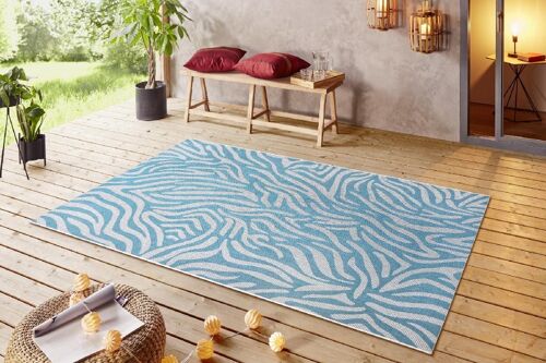 Design In- and Outdoor Carpet Cebra Turquoise Cream