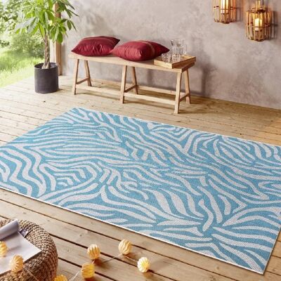 Design In- and Outdoor Carpet Cebra Turquoise Cream