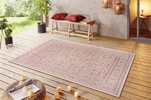 Design In- and Outdoor Carpet Cuadrado Orange Terracotta Cream