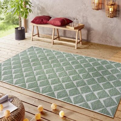 Design In- and Outdoor Carpet Escala Emerald green Cream