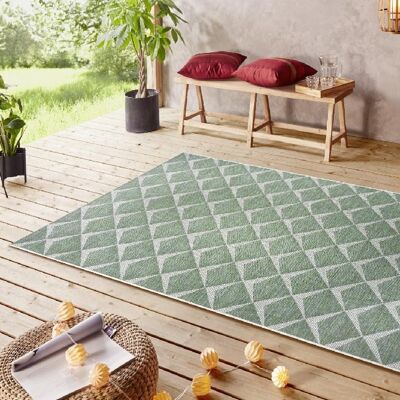 Design In- and Outdoor Carpet Escala Emerald green Cream