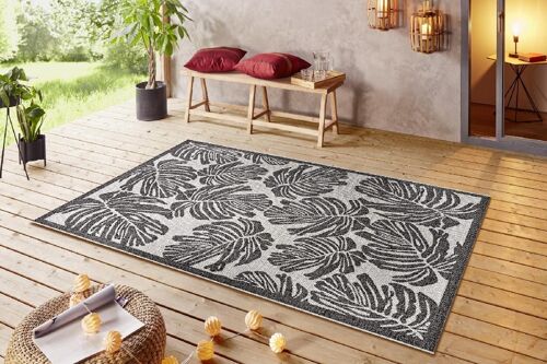 Design In- and Outdoor Carpet Monstera Black Cream