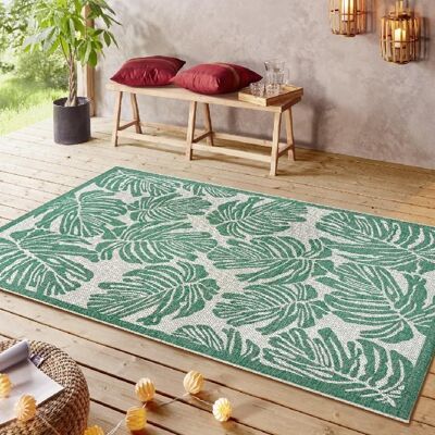 Design In- and Outdoor Carpet Monstera Emerald green Cream