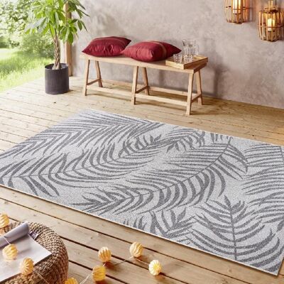 Design Indoor and Outdoor Carpet Palmera Anthracite Gray Cream
