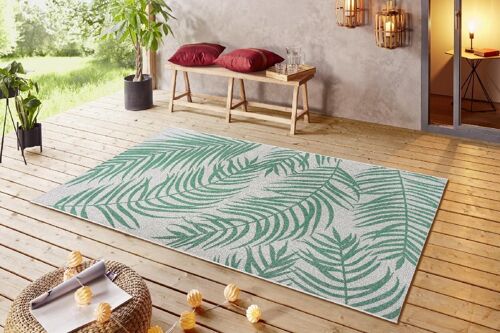 Design In- and Outdoor Carpet Palmera Emerald green Cream