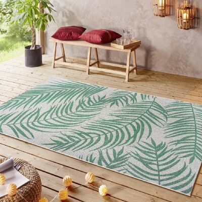 Design Indoor and Outdoor Carpet Palmera Emerald Green Cream