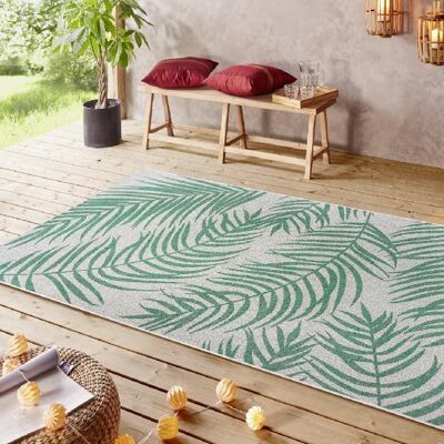 Design Indoor and Outdoor Carpet Palmera Emerald Green Cream